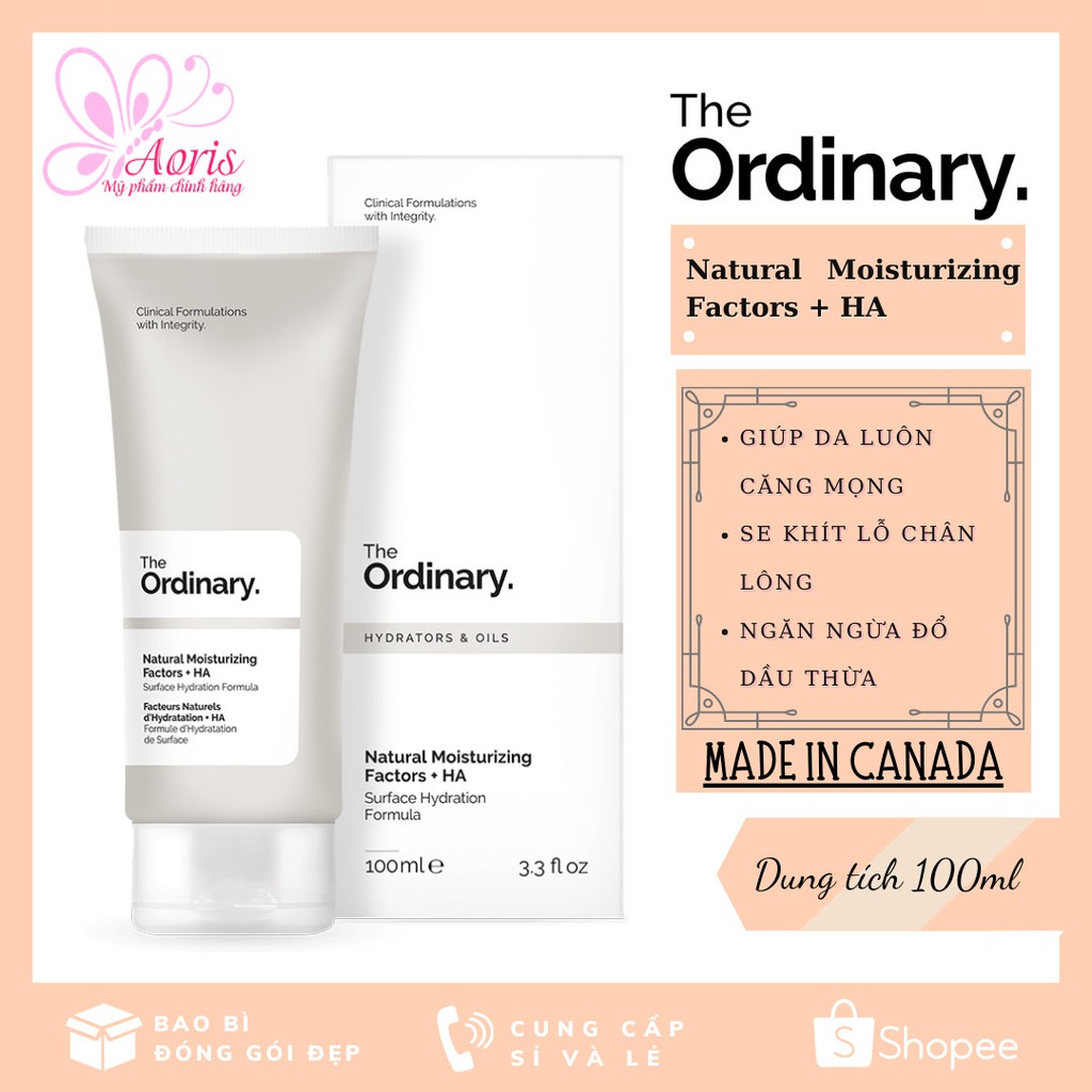 [CANADA- Full Bill] Kem dưỡng ẩm 100ml The Ordinary Natural Moisturizing Factors + HA