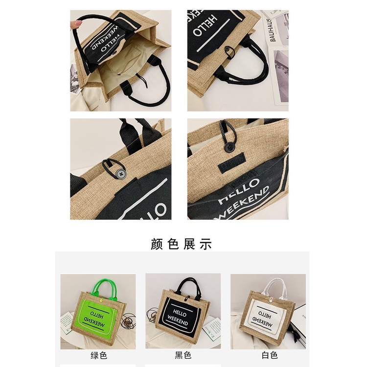 Túi cói hello weekend hàng đẹp dày dặn