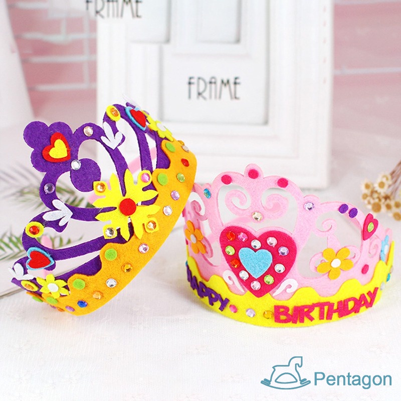 Vương Miện Vải Không Dệt Đính Vương Miện Làm Thủ Công Cho Bé