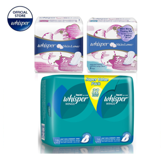 [Mã PG2112B giảm 8% đơn 199K] Combo 3 băng vệ sinh Whisper Ngày và Đêm (Luna Ngày 18 miếng - Luna đêm 8 miếng/Đêm 32M)