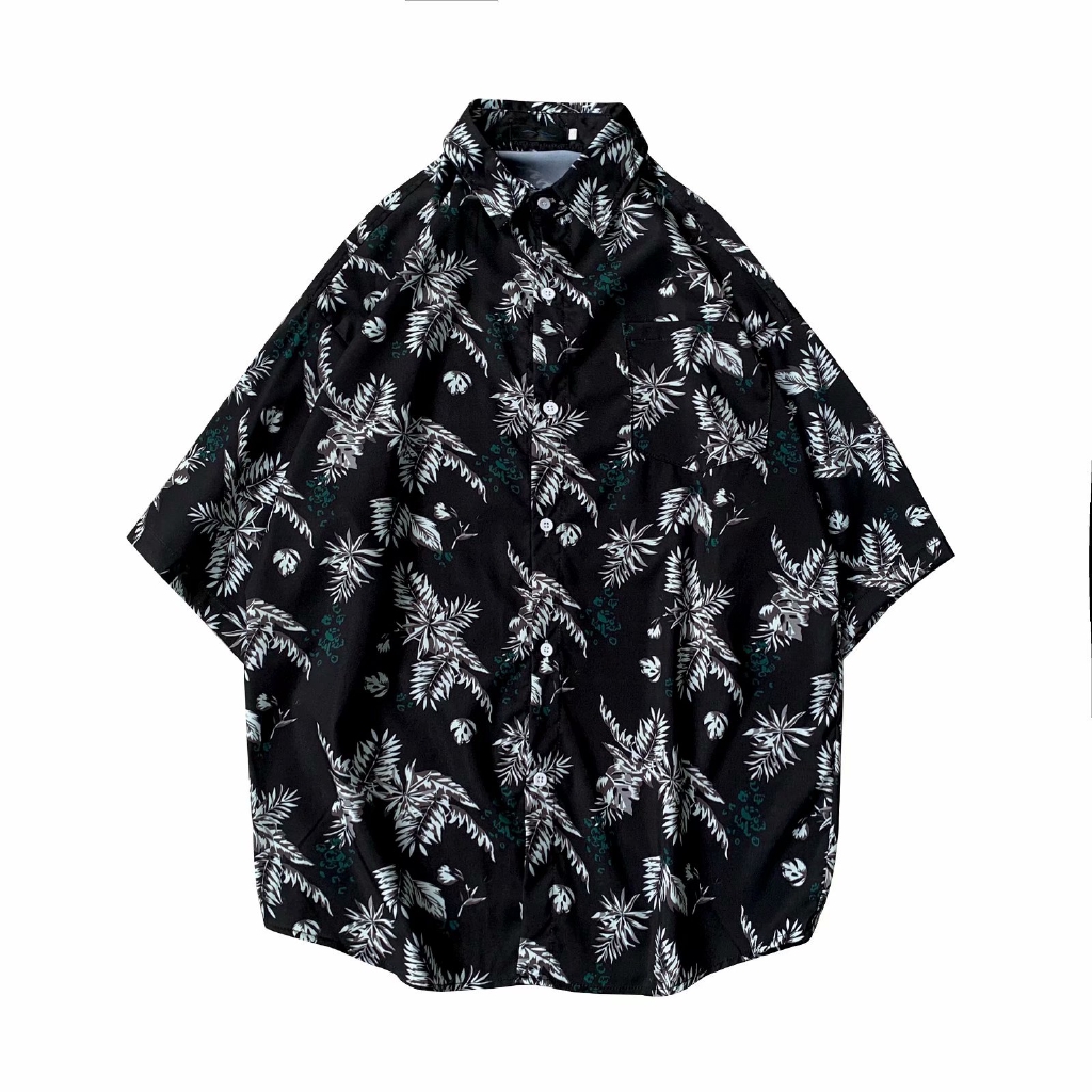 Hawaiian Style Tree Leaf Print Men's Short Sleeve Shirt