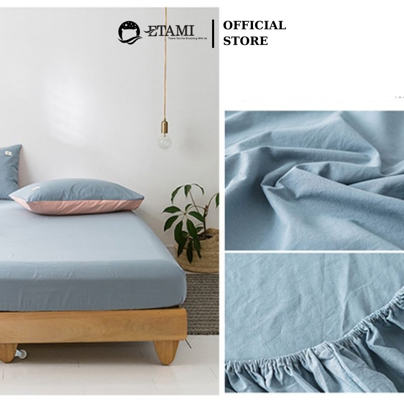 Bộ ga gối cotton tici ETAMI nhiều màu basic miễn phí bo chun cho drap giường ga trải giường