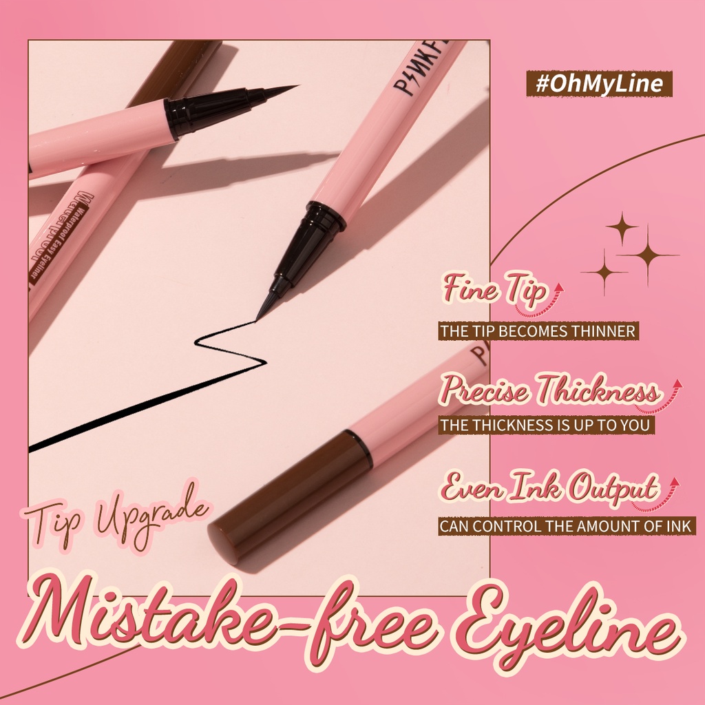 Bút kẻ mắt Pinkflash dạng lỏng nhanh khô màu đen màu nâu chất lì chống nước lâu trôi 30g