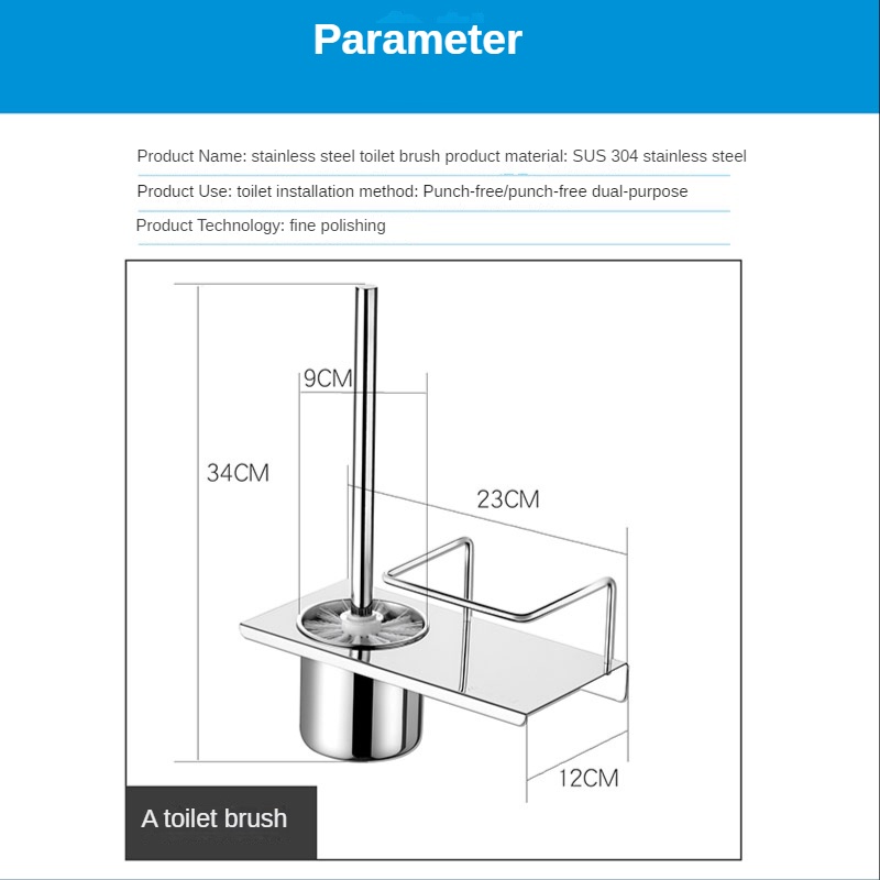 Cọ chà rửa toilet XINKUNLON thép không gỉ 304 sử dụng kép có khay giữ sử dụng cho gia đình