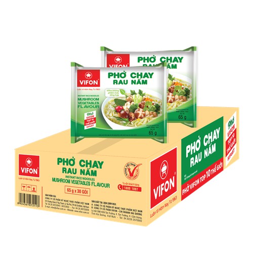 THÙNG 30 GÓI PHỞ CHAY  RAU NẤM VIFON 65 GAM/GÓI