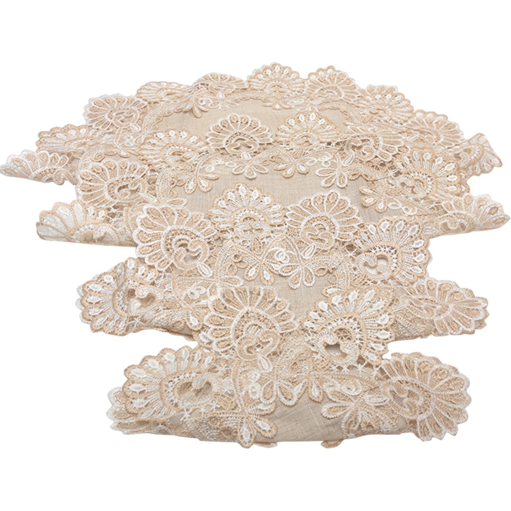 Khăn trải bàn tròn thêu ren phong cách Nhật Bản