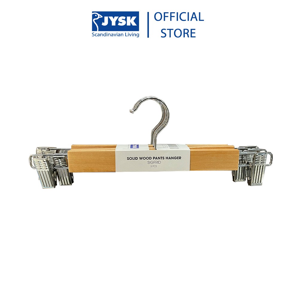 Bộ 3 móc kẹp quần váy | JYSK Sigfrid | gỗ tự nhiên | R33xD1.2xC12cm