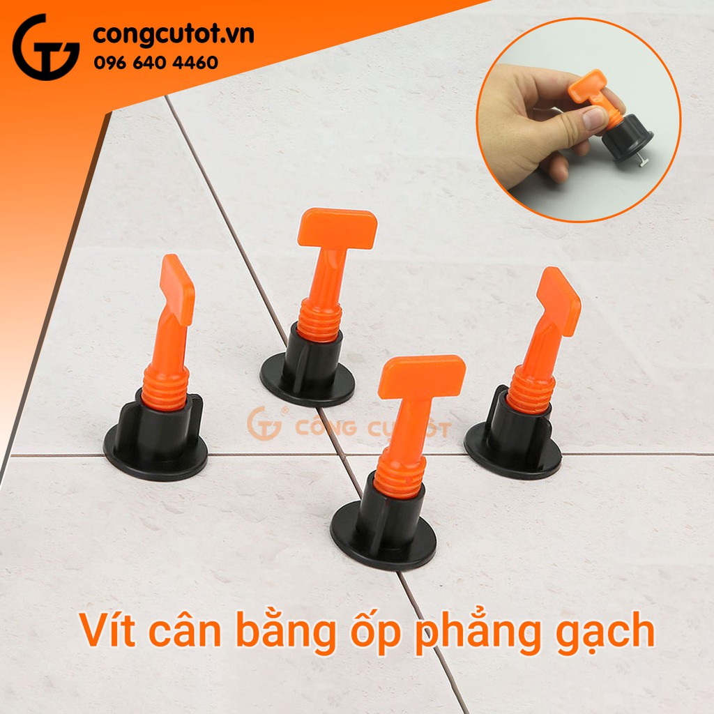 Túi 100 Vít cân bằng ốp phẳng gạch kèm 2 cờ lê móc