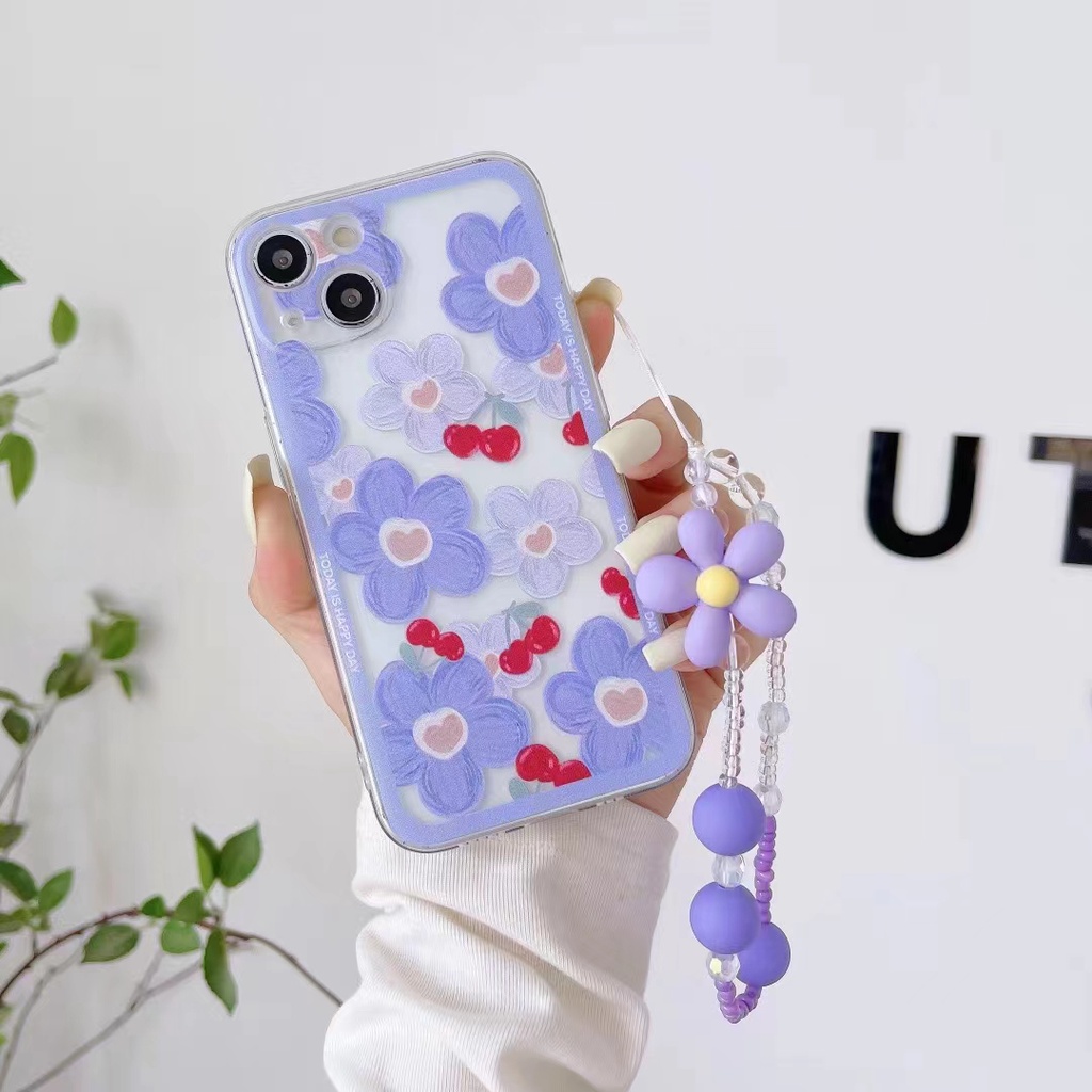 Ốp Điện Thoại TPU Mềm Trong Suốt Họa Tiết Hoa Có Vòng Tay Cho Samsung Galaxy S21 S20 FE Note 20 Ultra S20 S21 S20 Plus