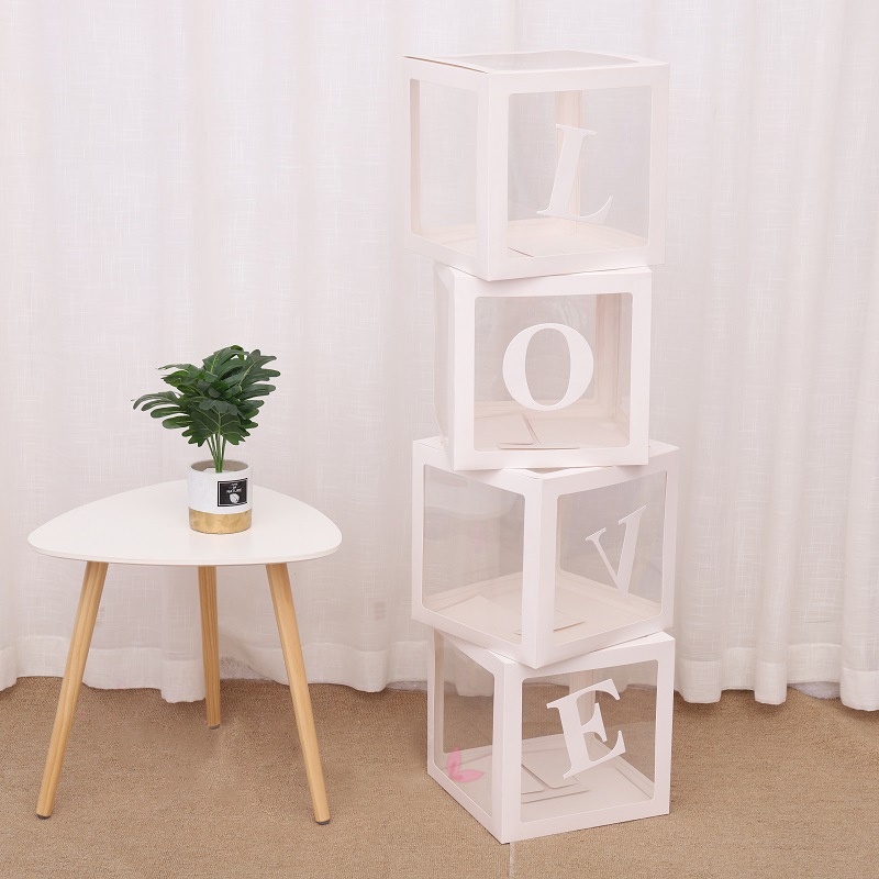 Hộp Đựng Bong Bóng Trong Suốt In Chữ Trang Trí Tiệc Cưới / Sinh Nhật DIY