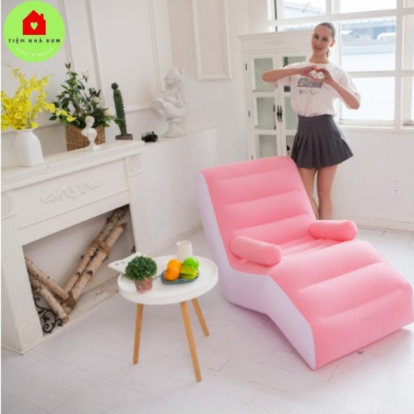 {Hàng cao cấp]Ghế sofa lười bơm hơi, nệm hơi nằm nghỉ ngơi, thư giãn hình chữ S có tay dựa