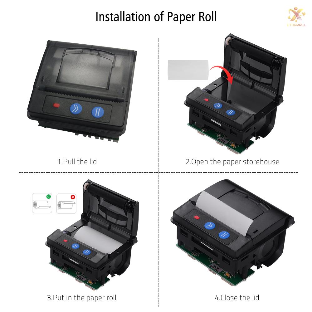 ET GOOJPRT QR203 Printer Module 58mm Low Noise Direct Thermal Printing Mini Panel Mobile Receipt Printer Serial Interface RS-232C TTL USB