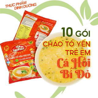 Cháo Tổ Yến Trẻ Em Cá Hồi Bí Đỏ - Yến Đại Phát (10 gói x 50gram) 4 gói gia vị, ăn liền, tiện lợi, thơm ngon.
