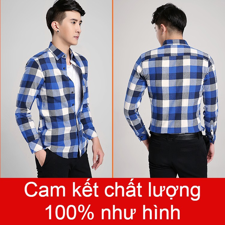 Sơ Mi Nam Hàn Quốc Công Sở Kẻ Sọc Caro Chất Cotton | BigBuy360 - bigbuy360.vn