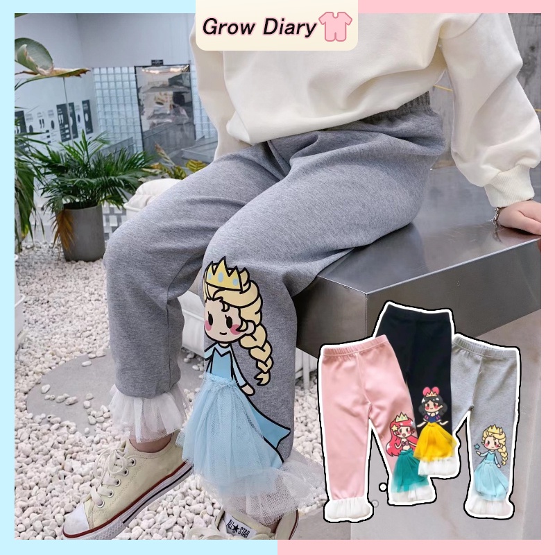 quần legging Elsa cho bé gái Vải Cotton In Hoạt Hình Công Chúa Thời Trang Xuân Thu Cho Bé Gái Từ 3-11 Tuổi