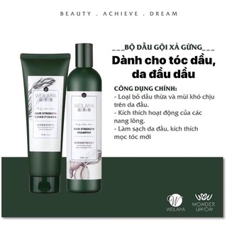 Bộ dầu gội xả gừng weilaiya - kích thích mọc tóc, ngăn ngừa rụng tóc - dầu gội 400ml +xả 250ml