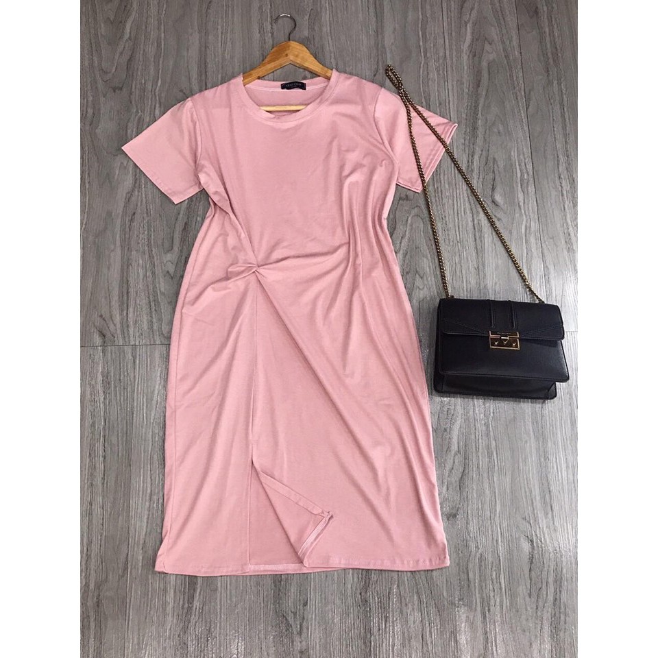 Đầm suông nữ Shynstores - váy xuông cotton xoắn eo cổ tròn vải đẹp form rộng freeship | BigBuy360 - bigbuy360.vn