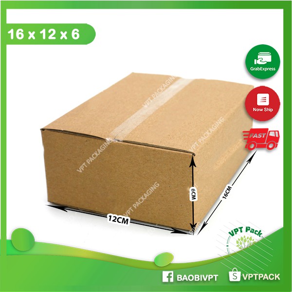 50 hộp 16x12x6 carton 3 lớp sóng B đáy mộc giá rẻ