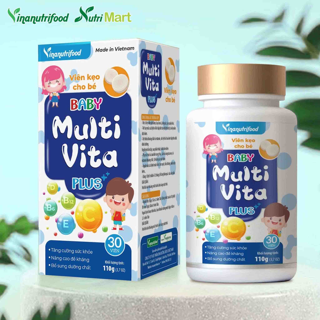 Kẹo Baby Multi Vita Plus Vinanutrifood Tốt cho trẻ đang trong quá trình phát triển chiều cao và tăng đề kháng Hộp 110gg