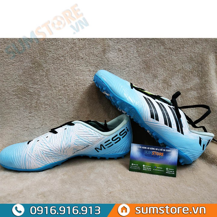 Giày Đá Banh Messi Nemeziz TB Pro Cực Chất - Trắng Xanh (Đã Khâu Mũi)