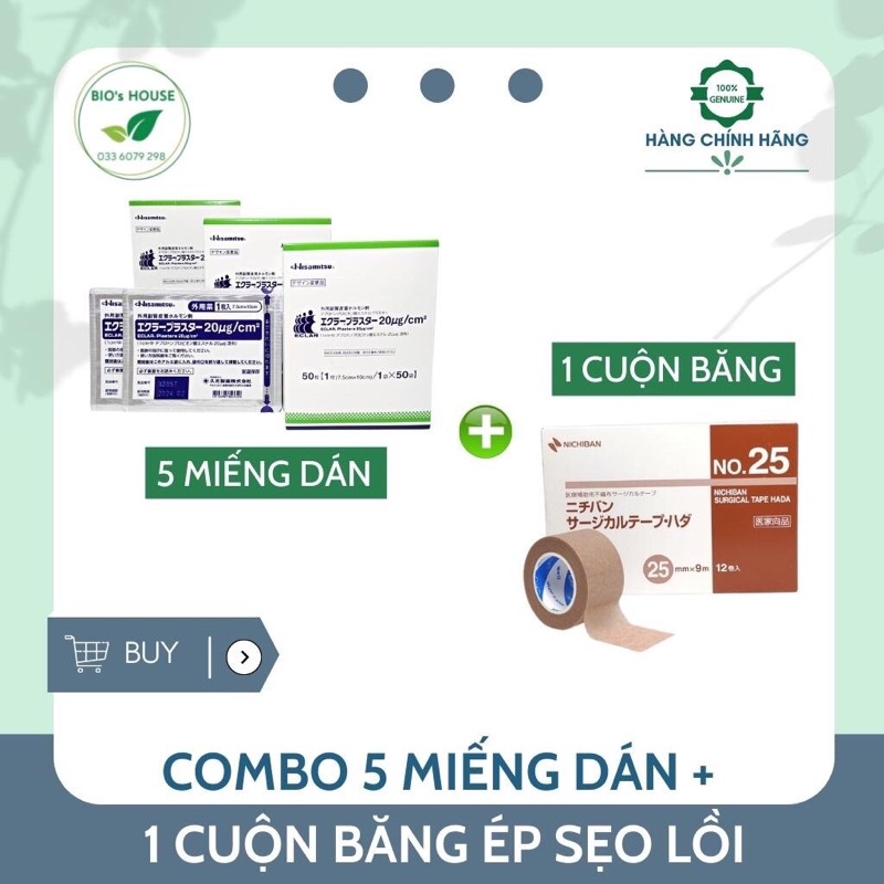 COMBO 5 miếng ép sẹo lồi và 1 cuộn băng ép NICHIBAN