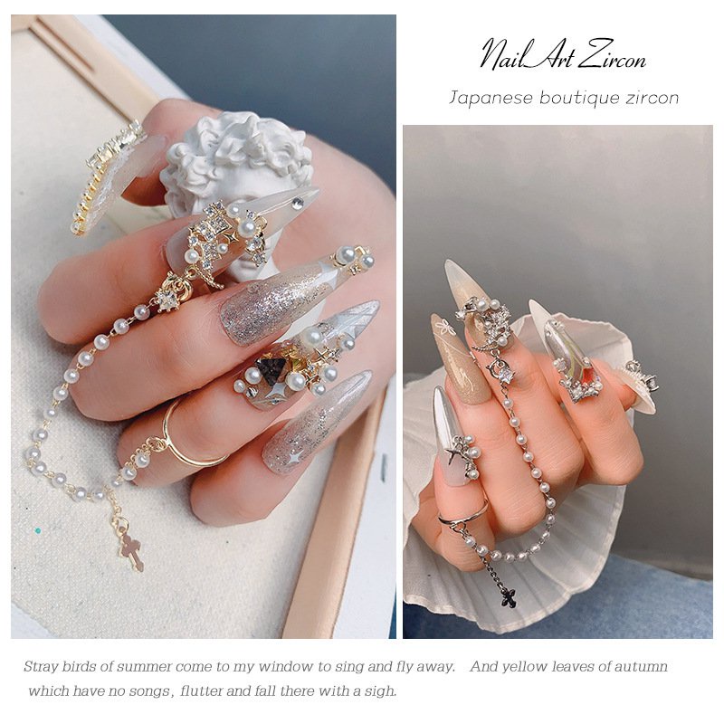 Có Sẵn Bán Sỉ Phụ Kiện Trang Trí Móng Tay Hình Bướm retro Đính Ngọc Trai Zircon Ngọc Trai Giả Phối Tua Rua Màu Sắc Cao Cấp