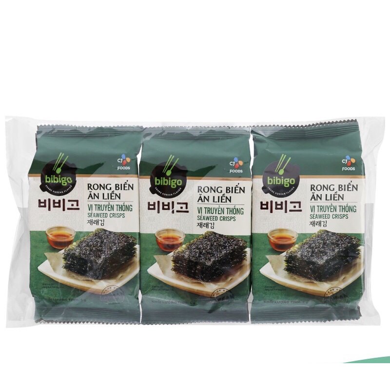 Rong biển ăn liền vị truyền thống Seaweed Crisps Bibigo