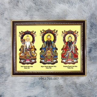 Tranh Tam Thanh Lão Tổ (Đạo Giáo) 36x48cmchất liệu vải phủ bóng khung composite