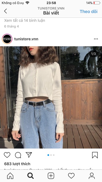✅Áo Croptop Gân Nút Tay Dài Yan