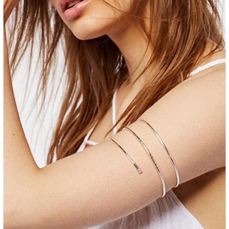 Vòng đeo tay kim loại đeo bắp tay trên kiểu mảnh xoắn phong cách rock âu mỹ thời trang cho nữ