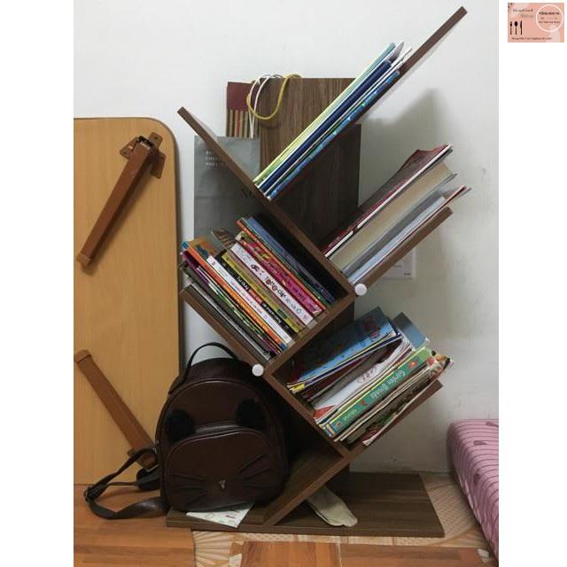 Kệ sách hình xương cá vân gỗ - Giá đẻ sách (GIÁ TẠI XƯỞNG)