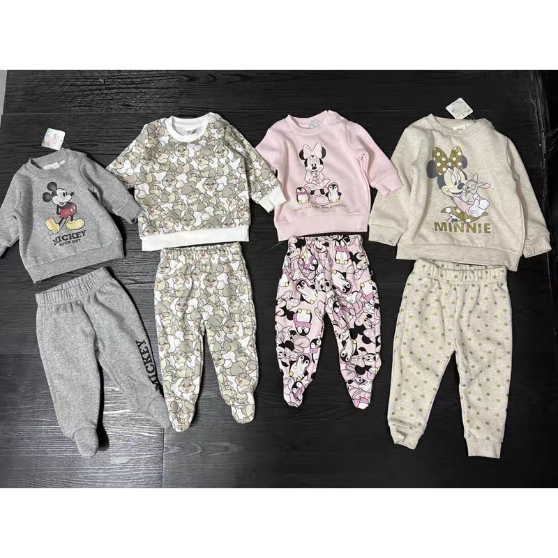 Bộ quần áo bé trai và gái DN 0-24m  Sét nỉ thun bé trai cotton xuất dư 0822