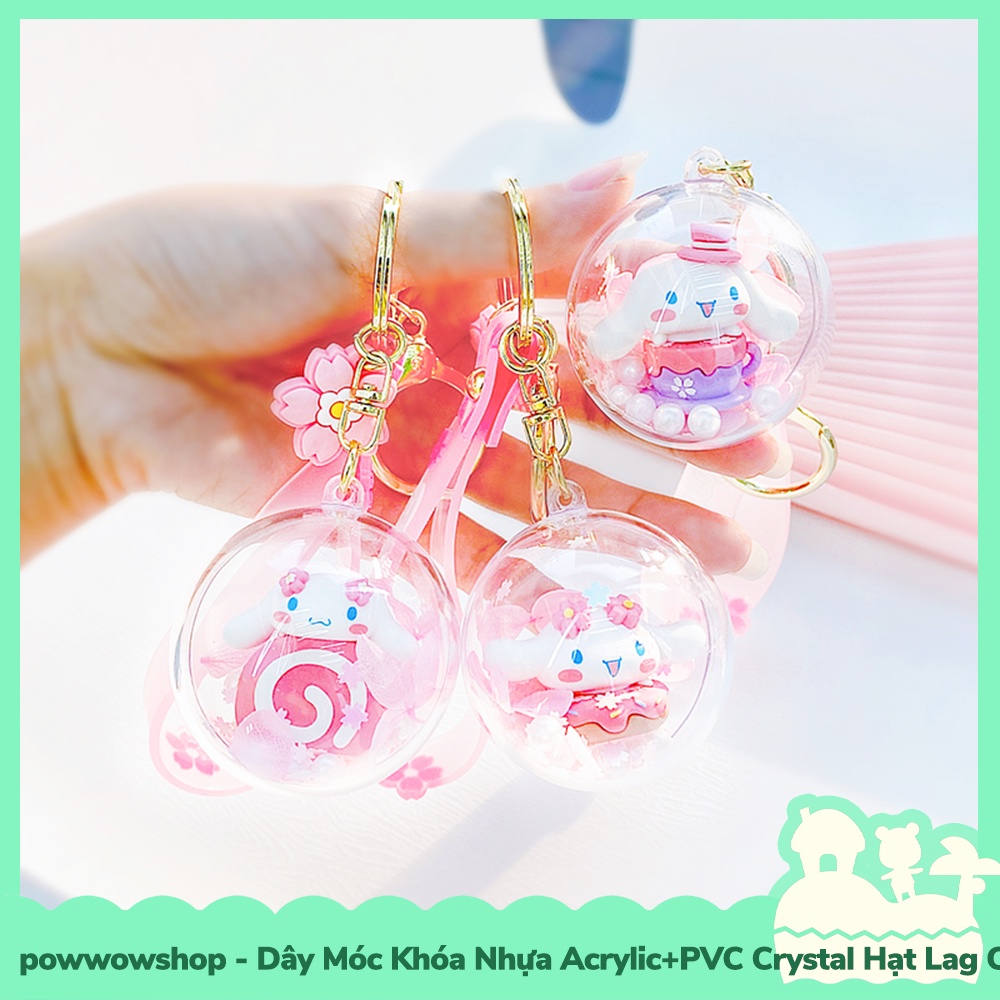 [Sẵn VN - Hỏa Tốc] Dây Móc Khóa Nhựa Trong Suốt Crystal Acrylic + PVC Mẫu Cinnamoroll Snow Sphere