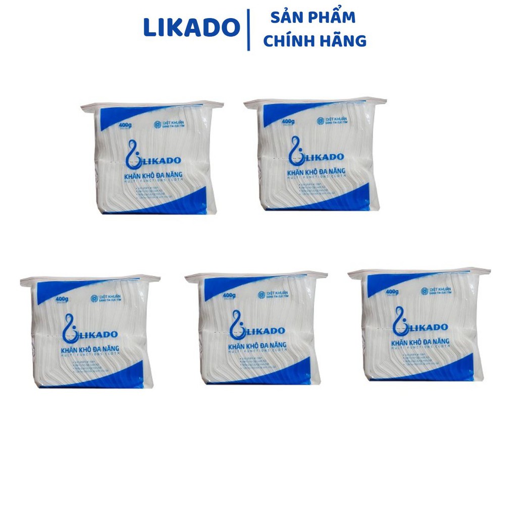 Khăn giấy khô đa năng cho bé Likado 400g 200 tờ (20*22cm)( 5 gói tặng 1)