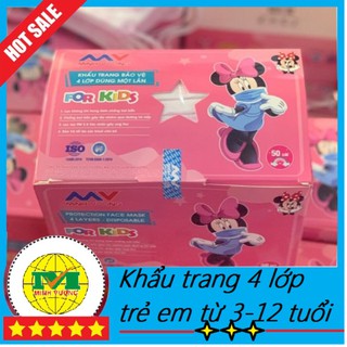 Hộp 50 Cái - Khẩu Trang Y Tế Trẻ Em MINH VƯỢNG-  Hình Siêu Dễ Thương Dành Cho Bé Dưới 12 Tuổi
