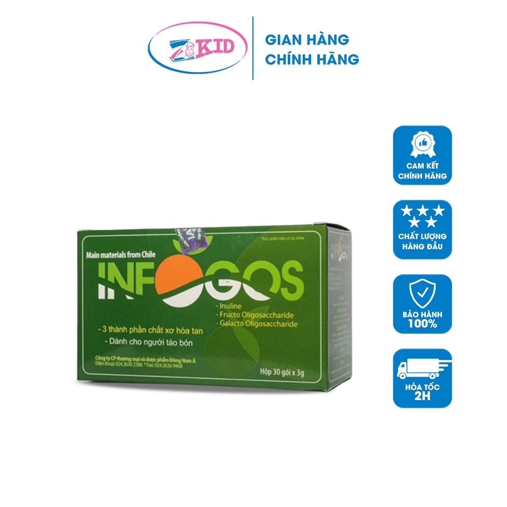Chất xơ INFOGOS hộp 30 gói - Bổ sung chất xơ hỗ trợ điều trị táo bón