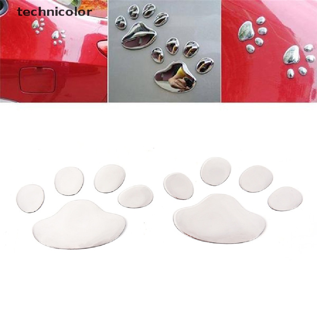 Set 2 Miếng Dán Hình Dấu Chân Chó 3D Trang Trí Xe Hơi Xe Máy