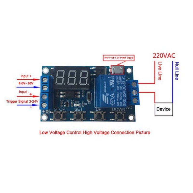 Mạch tạo trễ đóng ngắt nhiều chế độ JZ-801,Đóng ngắt relay 0 giây đến 999 phút.Module delay nhiều chức năng.