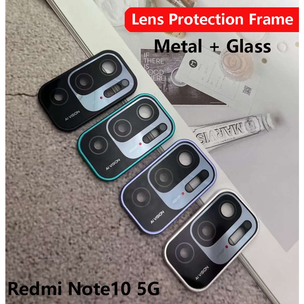 Ốp Điện Thoại Kính Cường Lực Viền Kim Loại Bảo Vệ Camera Cho Xiaomi Redmi Note 10 5g Note10 5g