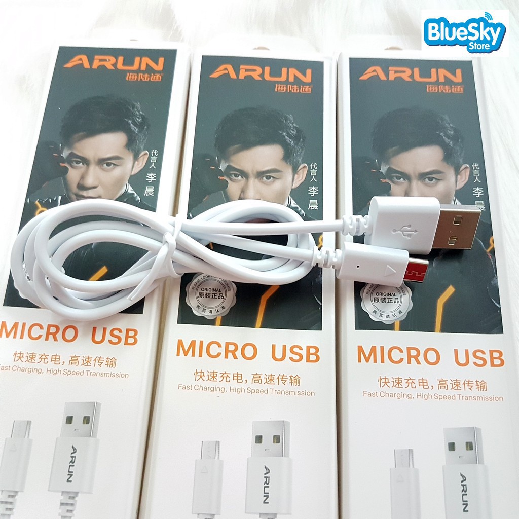 Cáp sạc Arun MicroUSB dành cho Các Dòng Android dài 1m,Dây Chính Hiệu Sạc Nhanh, ít Lỗi