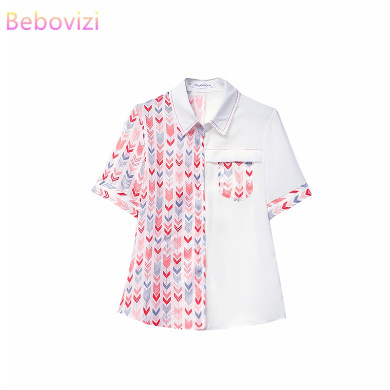 New S-2XL Summer Casual Import Fashion Korean Women's Chiffon Top Printing Short Sleeve Commute Loose Shirts | BigBuy360 - bigbuy360.vn