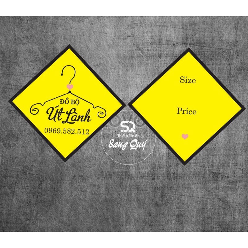 Tag, nhãn, quần áo, tích điểm trà sữa in theo yêu cầu giá rẻ,  nhận từ 500 tag, 2 mặt,  vuông, chữ nhật, ép màn bấm lỗ.