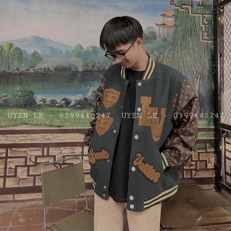 Áo bomber lv pha tay da