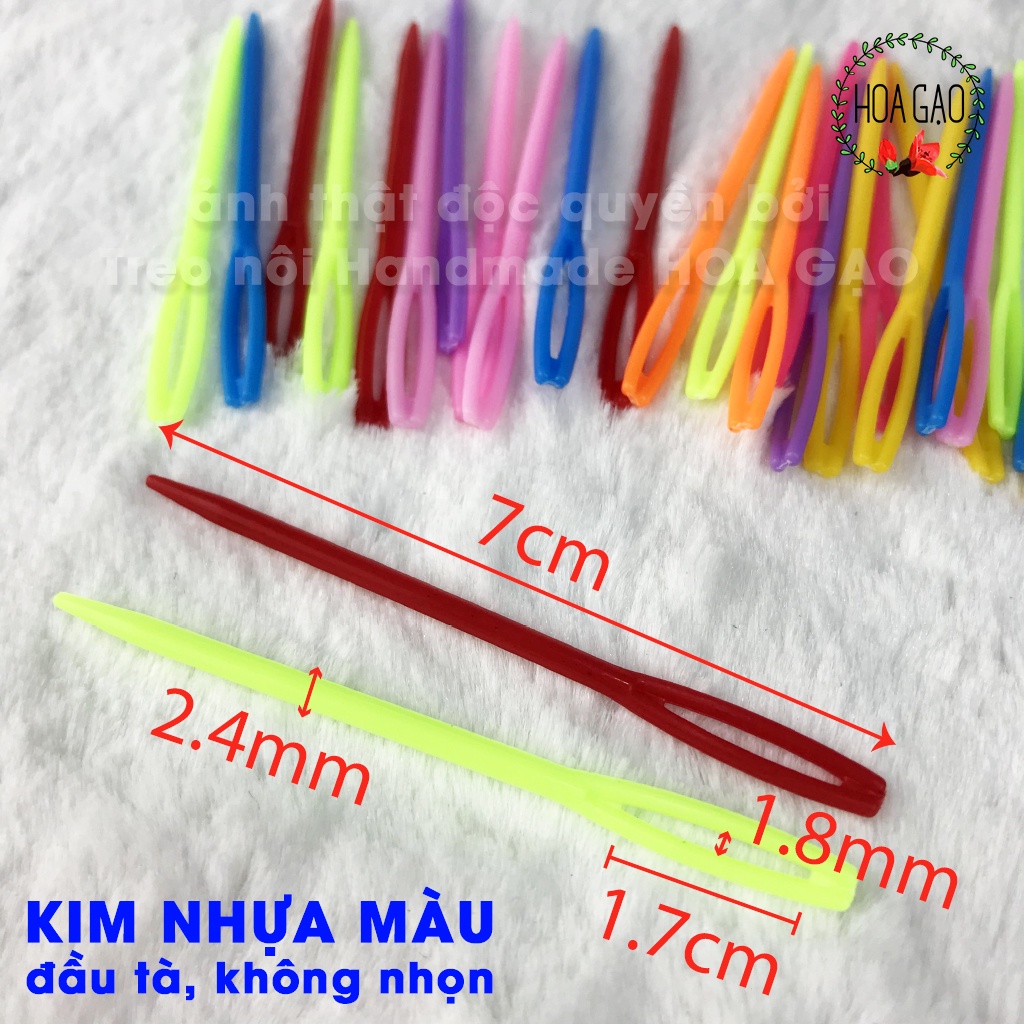 Kim đan len kim khâu len may tay to đầu nhọn, kim nhựa đầu tà HOA GẠO GK15 7cm 10cm dụng cụ may mặc loại tốt