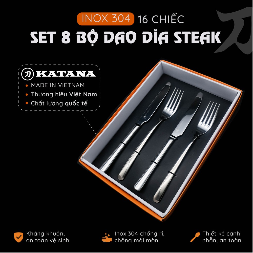 Bộ dao và dĩa inox KATANA Steak KATA140 16 món