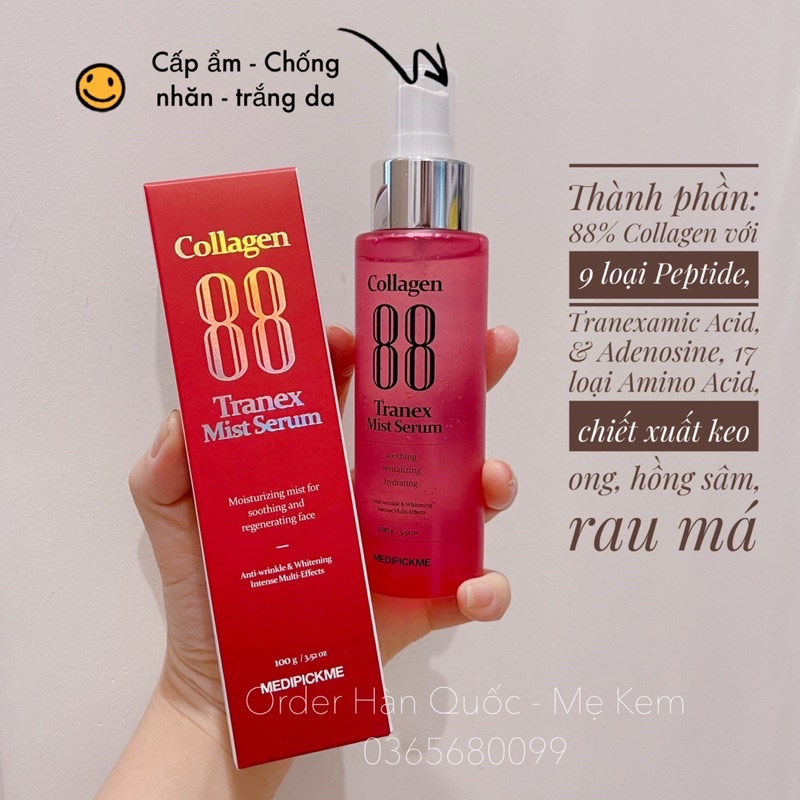 [Mẹ Kem]Tinh chất dạng xịt trắng da chống lão hoá Collagen 88 Medi Pick me