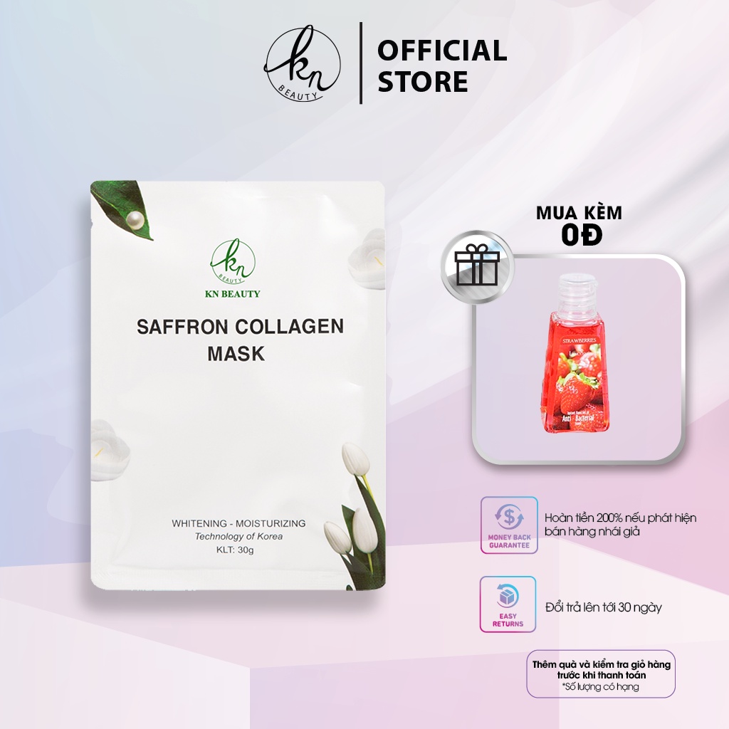 Mặt nạ nhụy hoa nghệ tây KN Beauty Saffron Collagen Mask 30g tặng ngay gel rửa tay Lamcosme