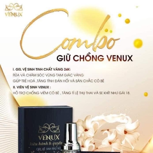 Bộ combo Venux vệ sinh se khít +gel tinh chất vàng 24k làm hồng vùng kín