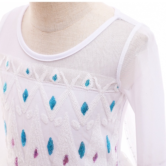 Váy elsa cho bé gái 3-10 tuổi Frozen 2 mẫu váy tay dài kèm tà dài cho bé