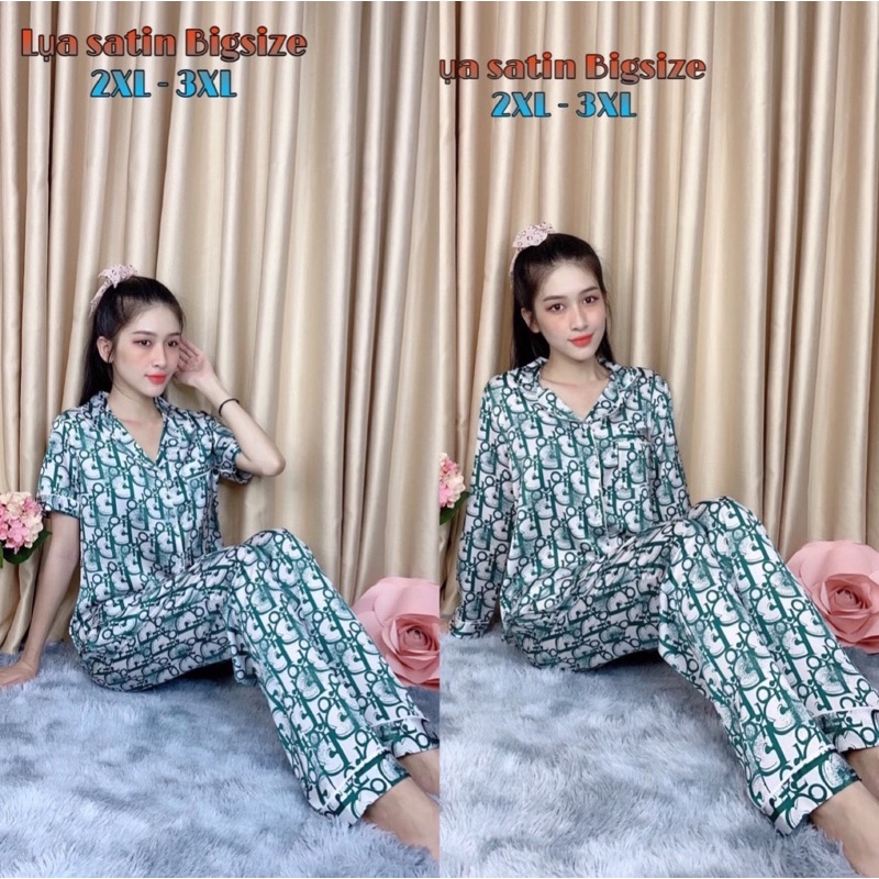 BIG SIZE 3XL dưới 80kg 🦚 Bộ đồ ngủ Pijama lụa satin cao cấp, có túi quần